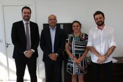 Da direita para a esquerda: o subdefensor público-geral, dr. Matheus Cavalcanti Munhoz; o defensor público-geral, dr. Eduardo Abraão; a presidente eleita, dra. Ana Caroline Teixeira; e o vice-presidente eleito, dr. Dezidério Machado Lima.