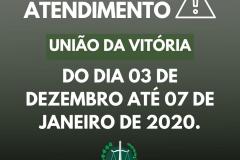 Suspensão de atendimento: Sede União da Vitória