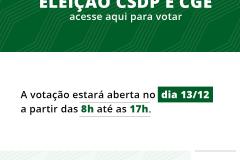 ELEIÇÃO CSDP E CGE: acesse aqui para votar