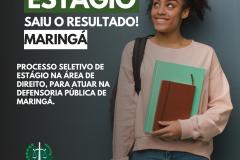 Na última sexta-feira (28), saiu o resultado final do processo seletivo de estágio de graduação em Direito para atuar na Defensoria Pública do Estado no Foro Central da Comarca de Maringá, referente ao Edital de Abertura n° 216/2019. 
Confira a lista aqui.