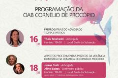 No dia 18 de março, a Defensoria Pública na sede de Cornélio Procópio, através da defensora pública, dra. Aline Bastos, vai participar de evento em celebração a mês da Mulher. 