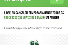 DPE-PR cancela temporariamente processos seletivos de estágio