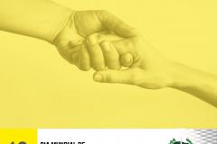 #LegendaAcessível: A imagem, em tom amarelo, mostra uma mão segurando a outra, em um gesto de apoio.

No rodapé no canto esquerdo a data 10 de setembro, Dia Mundial de Prevenção ao Suicídio e no canto direito a logo da DPE-PR.