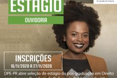 DPE-PR abre vagas de estágio em Pós-Graduação para atuar na Ouvidoria.