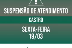 Suspensão de atendimento: Sede Castro
