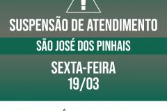 Suspensão de atendimento: Sede São José dos Pinhais
