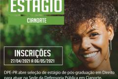 DPE-PR abre processo seletivo de estágio de pós-graduação em Direito na sede em Cianorte