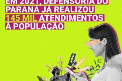 Em 2021, Defensoria do Paraná já realizou 145 mil atendimentos à população