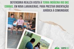 Defensoria realiza visita à Terra Indígena Rio das Cobras, em Nova Laranjeiras, para prestar orientação jurídica à comunidade