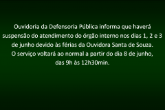 Suspensão do Atendimento da Ouvidoria