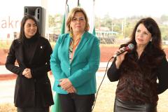 A deputada estadual Claudia Pereira, a vice-prefeita e prefeita em exercício Ivone Barofaldi e a defensora pública-geral do Estado, Josiane Lupion.