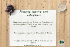 Vagas de estágio na Defensoria Pública.