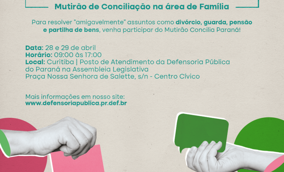 Imagem mostra duas pessoas com balões diálogos na mão. No cartaz, se lê: