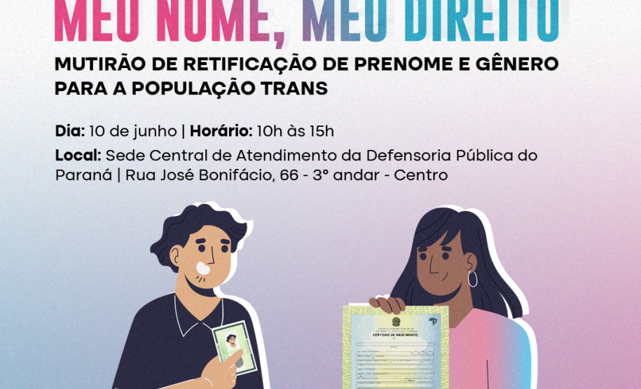 Meu nome, meu direito - mutirão de retificação de prenome e gênero para a população trans