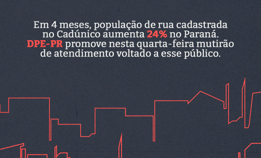 Em 4 meses, população de rua cadastrada no Cadúnico aumenta 24% no Paraná. DPE-PR promove mutirão de atendimento voltado a esse público
