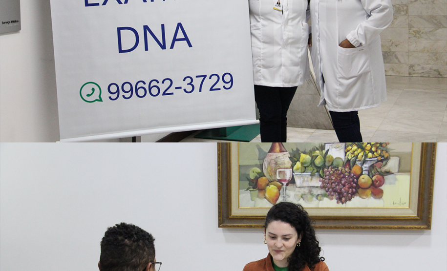 Imagem com fotos de atendimento do mutirão Concilia Paraná, em Curitiba.