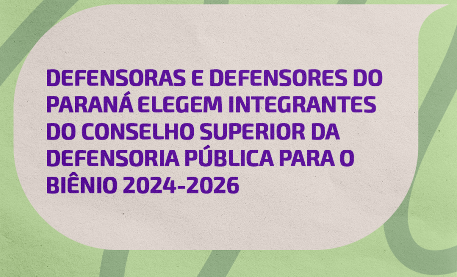 Imagem com fundo em verde claro e textura de papel com algumas linhas orgânicas em um verde mais escuro. Ao centro, um balão de fala em tom de bêge, no balão, o título da matéria. Abaixo, o logo da Defensoria.