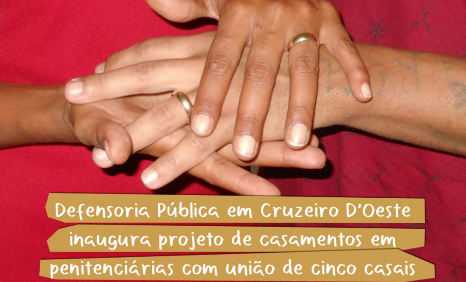 Imagem com foto do casamento coletivo em Cruzeiro D'Oeste.