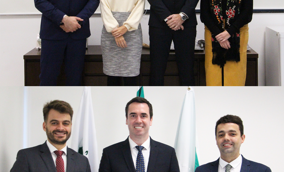 Imagem com foto dos defensores públicos do Paraná André Ribeiro Giamberardino, Matheus Munhoz, Bruno Muller, Lívia Brodbeck, Thaisa Oliveira dos Santos, e Pedro Piro Martins.