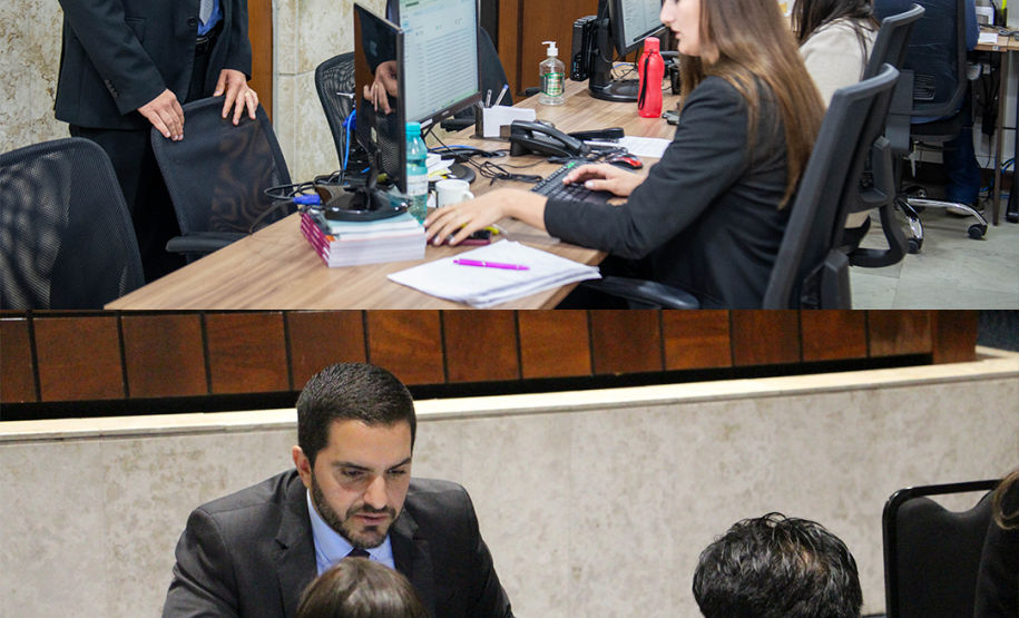 Imagem com foto de atendimento no posto da DPE-PR na ALEP.