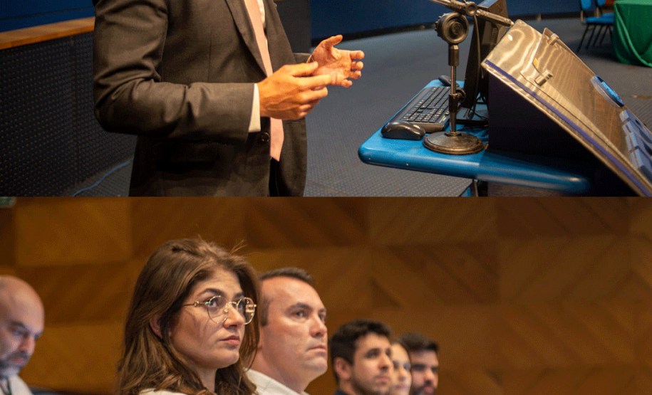 Imagens dos servidores participantes na palestra.
