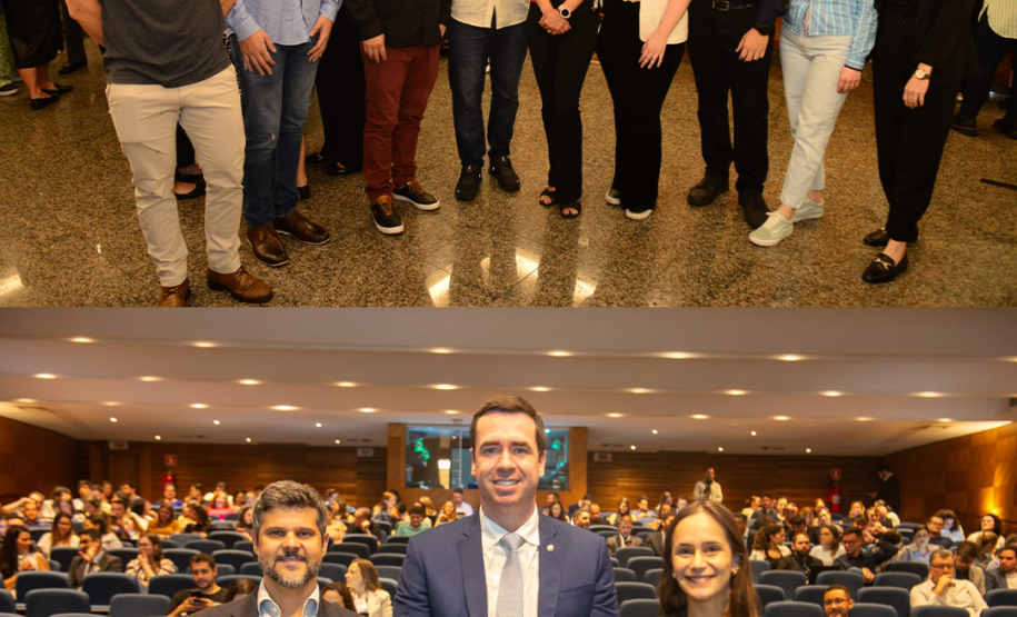 Imagens dos servidores participantes na palestra.