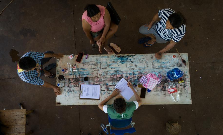 Foto da atuação do NUPIER na aldeia Yvy Okaju, em Guaíra.