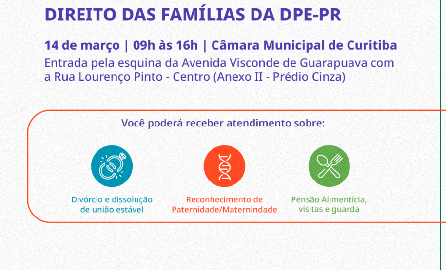 Arte com informações sobre o Mutirão da Câmara Municipal de Curitiba.