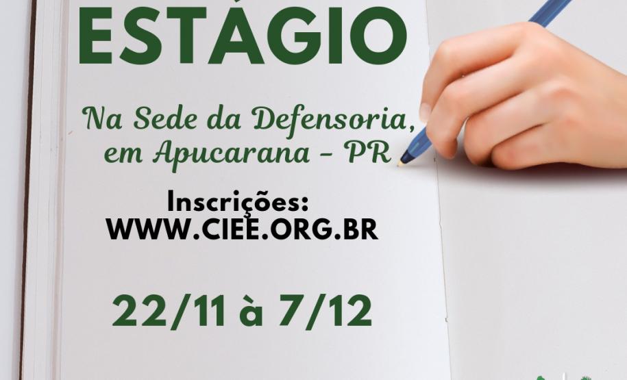 DPPR abre vaga de estágio para Direito em Apucarana A imagem consiste de um livro aberto com folhas brancas, nessas estão inseridas algumas informações sobre a vaga de estágio, e no canto superior direito vemos uma mão segurando uma caneta bem próxima a uma das folhas. No canto inferior direito, temos a logo da DPPR.