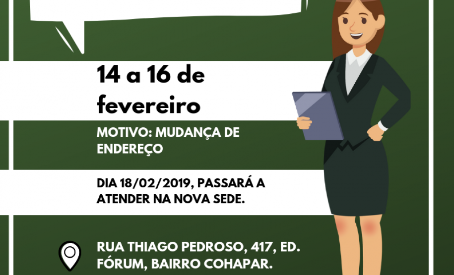 Suspensão de atendimento: Sede Guaratuba Folder informativo sobre a suspensão.