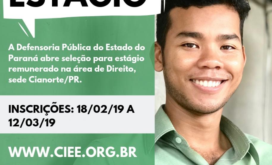 DPPR abre vaga de estágio em Cianorte A imagem é dividida: no lado direito um homem sorri e veste uma camisa verd Ele está feliz