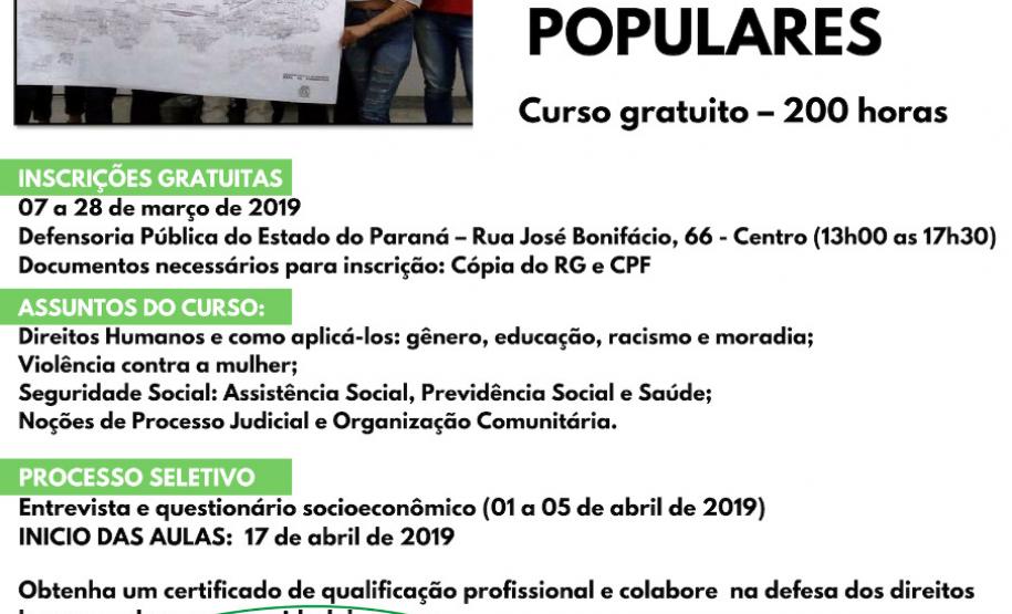 Curso “Defensoras e Defensores Populares” inicia segunda turma.