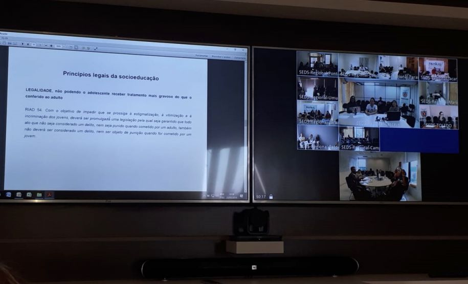 A capacitação foi tele-transmitida às regionais da Secretária de Estado da Justiça, Família e Trabalho (SEJUF).