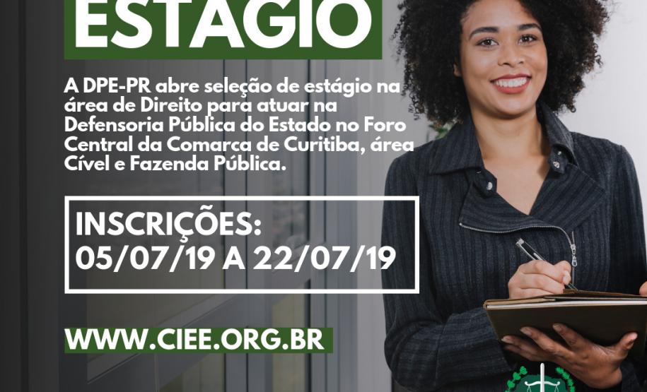 DPE-PR abre vagas de estágio para graduação e pós em Curitiba