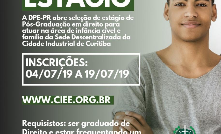 DPE-PR abre vaga de estágio em Curitiba DPE-PR abre vaga de estágio em Curitiba