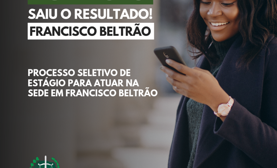 DPE-PR divulga resultado do processo seletivo Nesta quinta-feira (25), a Defensoria Pública do Estado do Paraná divulgou o resultado do processo seletivo de estágio de graduação em Direito para atuar na sede da DPE-PR em Francisco Beltrão, referente ao Edital n° 089/2019.
Confira a lista dos(as) classificados(as) aqui.