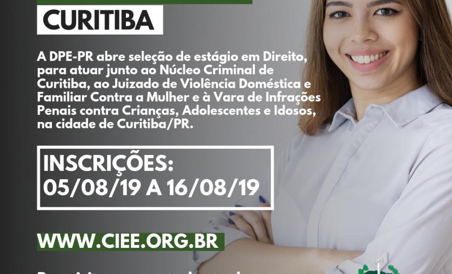 DPE-PR abre vagas de estágio em Curitiba DPE-PR abre vagas de estágio em Curitiba