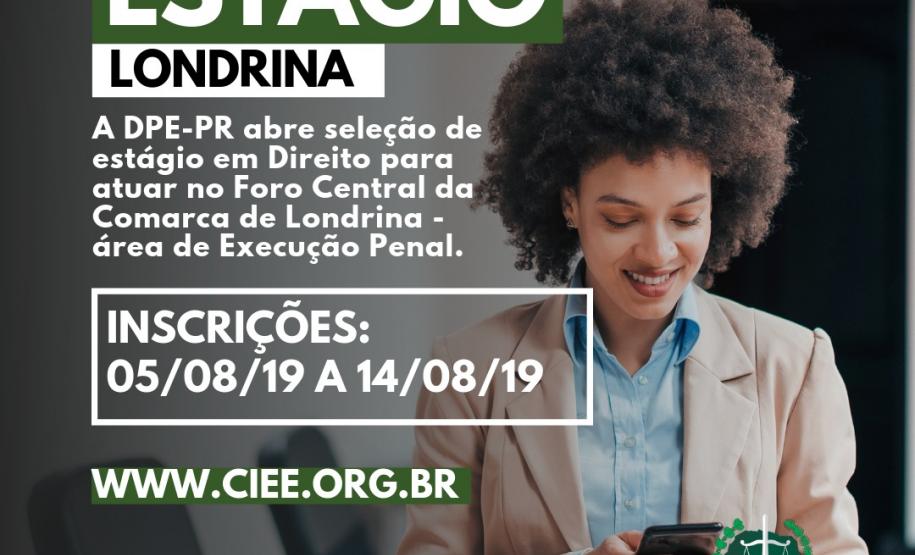 DPE-PR abre vaga de estágio em Londrina DPE-PR abre vaga de estágio em Londrina