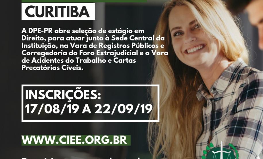 DPE-PR abre vagas de estágio em Curitiba