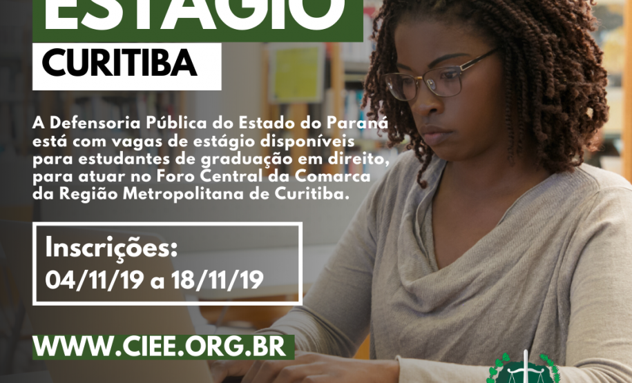 DPE-PR abre vagas de estágio em Curitiba