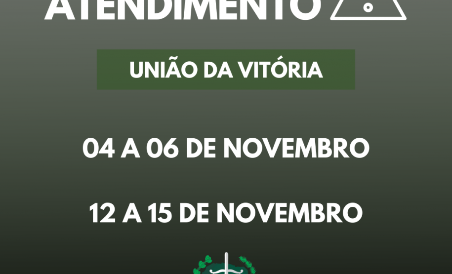 Entre os dias 04 a 06 de novembro e 12 a 15 do mesmo mês