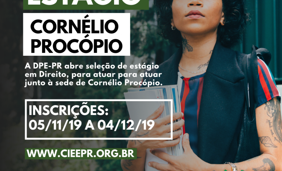 DPE-PR abre vagas de estágio em Cornélio Procópio