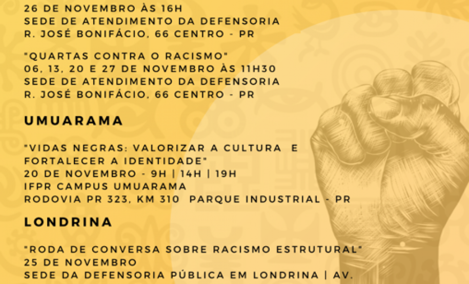 DPE-PR promove atividades em alusão ao mês da Consciência Negra