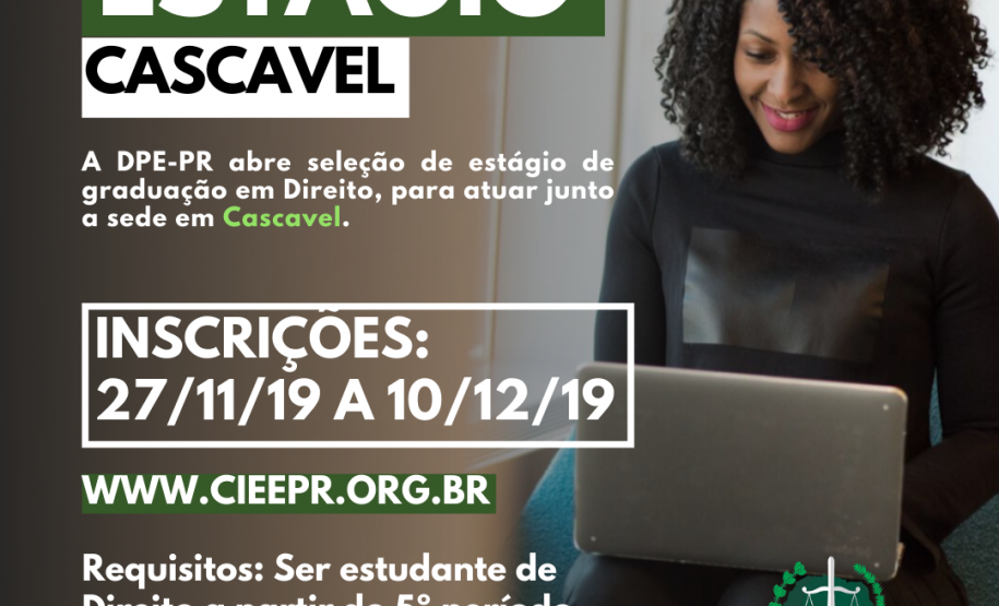 DPE-PR abre vaga de estágio em Cascavel