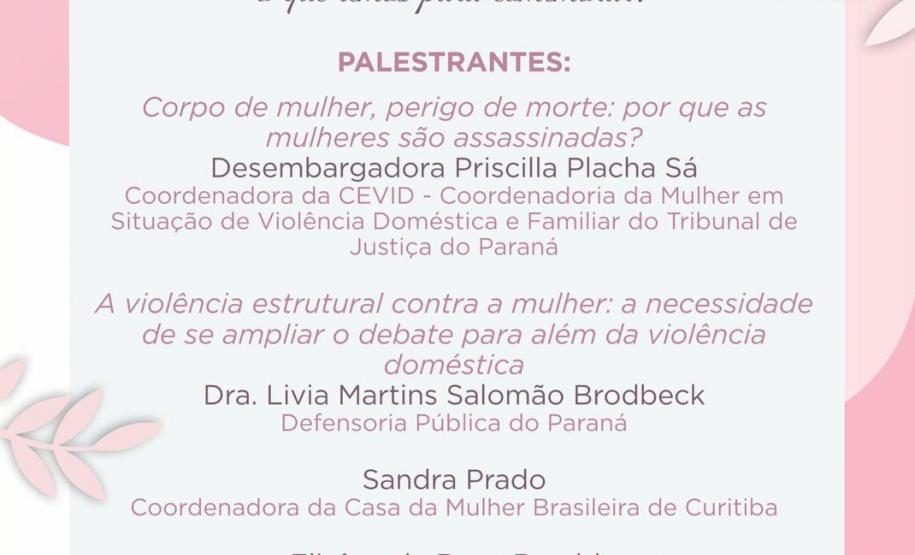 O Núcleo de Promoção e Defesa dos Direitos da Mulher (NUDEM) da Defensoria Pública do Estado do Paraná participará de debates e audiência pública, junto ao Poder Judiciário, ao longo do mês de março, quando é celebrado o Dia Internacional da Mulher.