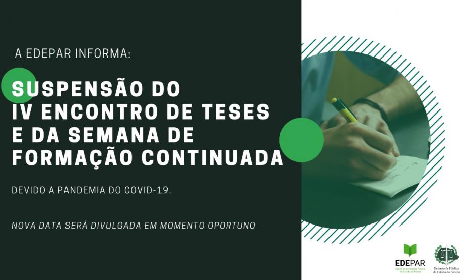 EDEPAR: Eventos estão temporariamente suspensos Devido Pandemia do COVID-19, eventos que seriam realizados no próximo mês estão temporariamente suspensos.