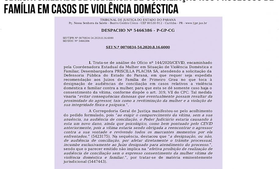 Após pedido da DPE-PR, TJPR expede Recomendação sobre casos de violência doméstica