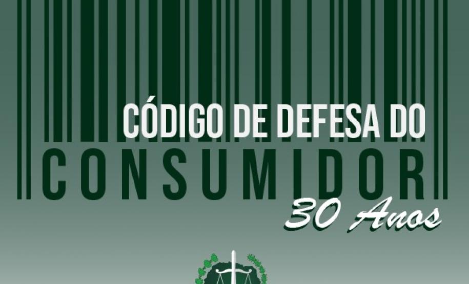 O legado das 3 décadas do Código de Defesa do Consumidor #LegendaAcessível: A imagem mostra o código de barras com o texto “Código de Defesa do Consumidor - 30 anos".
No rodapé a logo da DPE-PR.