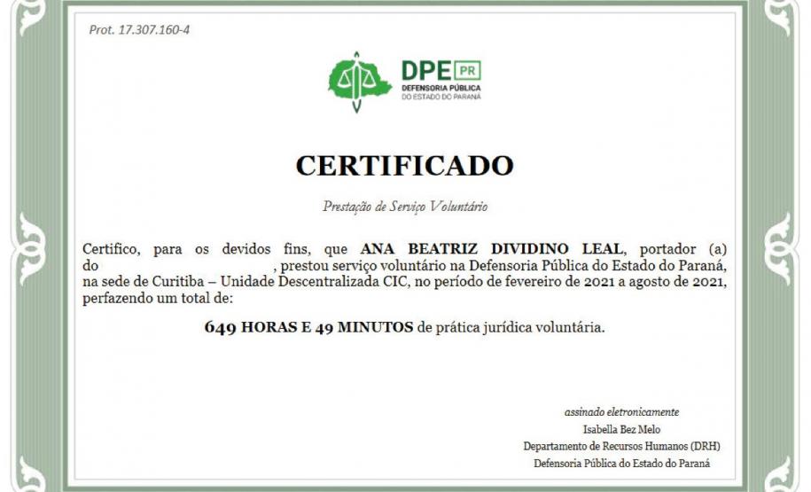 Advogada de 23 anos completa 649 horas e 49 minutos de prática jurídica voluntária