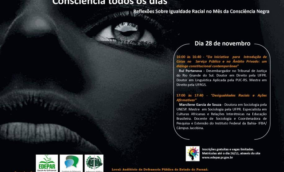 Palestras na Defensoria celebram o mês da Consciência Negra.